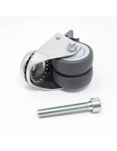 Swivel twin caster with brake