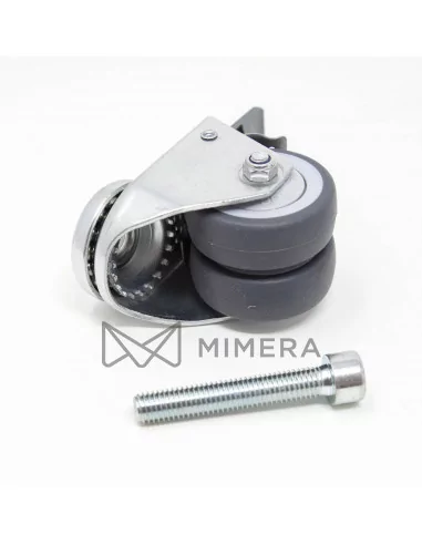 Swivel twin caster with brake